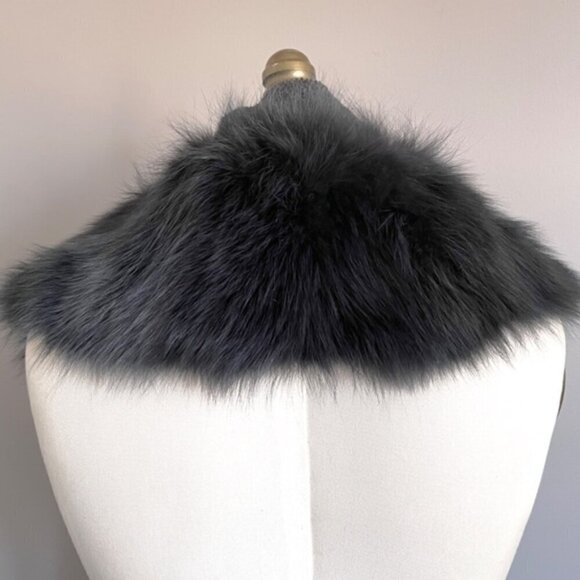 Custom Made Gray Fur Collar Tie Scarf - Picture 5 of 6